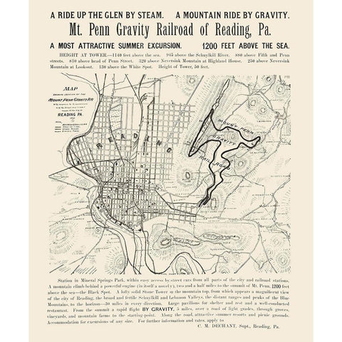 Reading Pennsylvania -1890 White Modern Wood Framed Art Print by Unknown