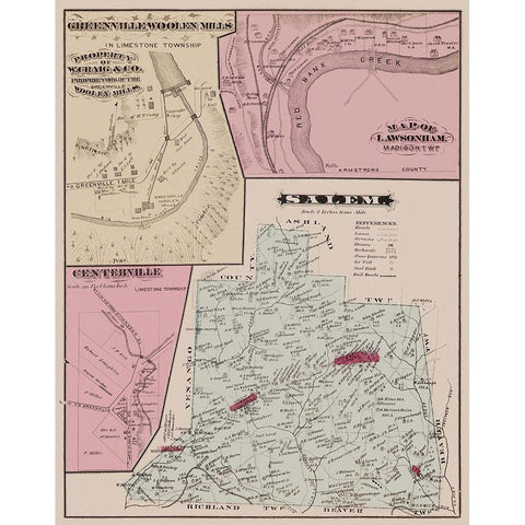 Salem Pennsylvania Landowner - Caldwell 1877 White Modern Wood Framed Art Print by Caldwell