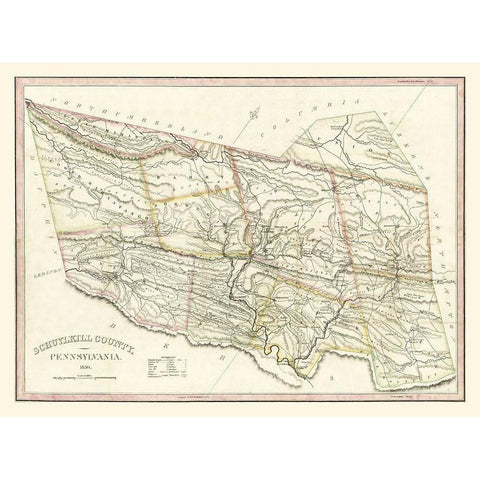 Schuylkill County Pennsylvania - 1830 Black Modern Wood Framed Art Print by Unknown
