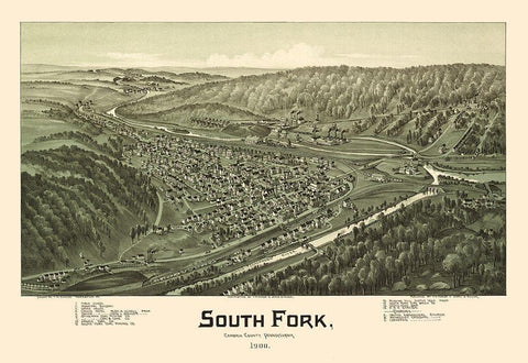 South Fork Pennsylvania - Fowler 1900 Black Ornate Wood Framed Art Print with Double Matting by Fowler