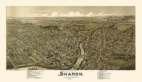 Sharon Pennsylvania - Fowler 1901 Black Ornate Wood Framed Art Print with Double Matting by Fowler