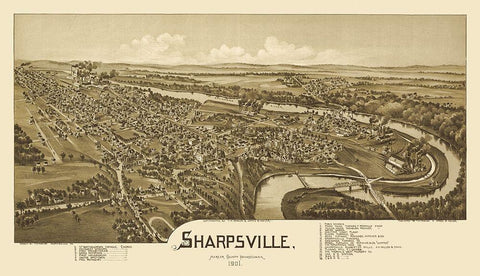 Sharpsville Pennsylvania - Fowler 1901 Black Ornate Wood Framed Art Print with Double Matting by Fowler