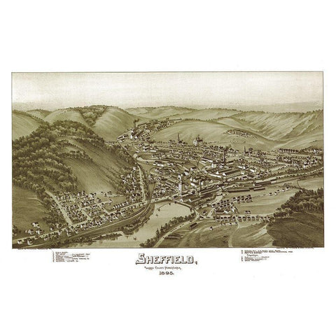 Sheffield Pennsylvania - Fowler 1895 Gold Ornate Wood Framed Art Print with Double Matting by Fowler