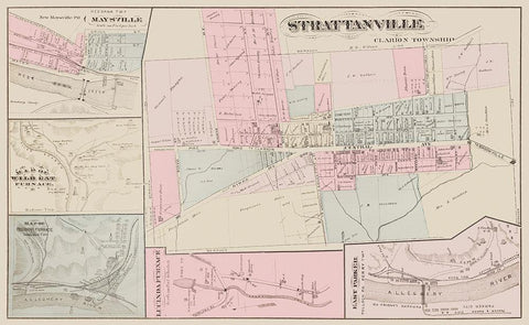 Strattanville Pennsylvania Landowner Black Ornate Wood Framed Art Print with Double Matting by Caldwell