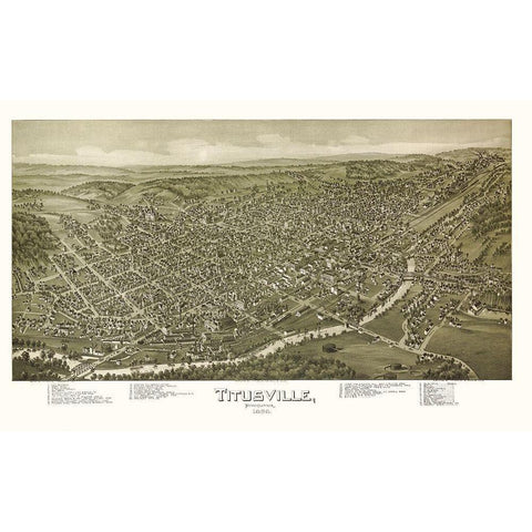 Titusville Pennsylvania - Fowler 1896 White Modern Wood Framed Art Print by Fowler