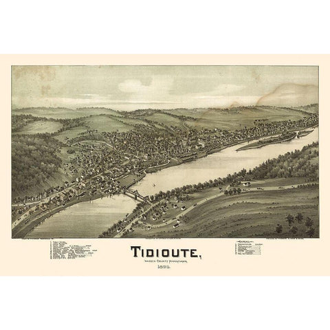 Tidioute Pennsylvania - Fowler 1896 Black Modern Wood Framed Art Print by Fowler