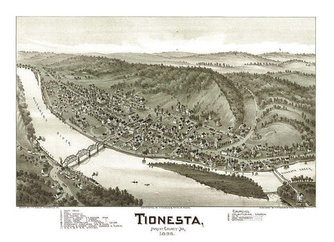 Tionesta Pennsylvania - Fowler 1896 Black Ornate Wood Framed Art Print with Double Matting by Fowler