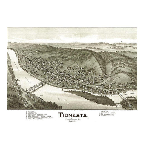Tionesta Pennsylvania - Fowler 1896 White Modern Wood Framed Art Print by Fowler