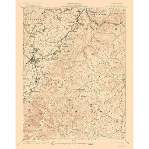 Uniontown Pennsylvania Quad - USGS 1900 Black Modern Wood Framed Art Print with Double Matting by USGS