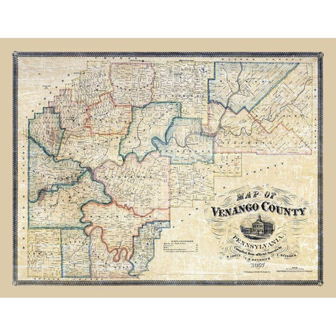 Venango County Pennsylvania - Irwin 1857 Black Modern Wood Framed Art Print with Double Matting by Irwin