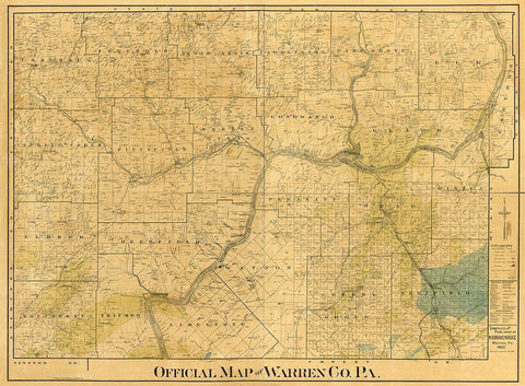 Warren County Pennsylvania - Brakenridge 1900 Black Ornate Wood Framed Art Print with Double Matting by Brakenridge