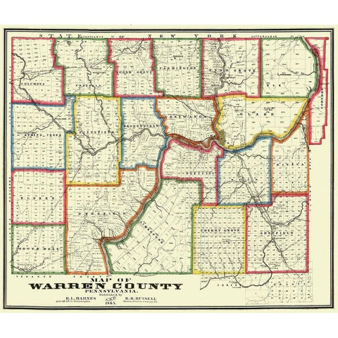 Warren County Pennsylvania - Barnes 1865 White Modern Wood Framed Art Print by Barnes