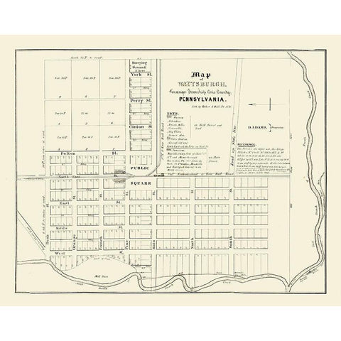 Wattsburg Pennsylvania - Baker 1836 Black Modern Wood Framed Art Print with Double Matting by Baker