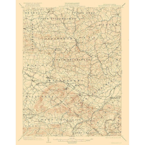 Wernersville Pennsylvania Quad - USGS 1902 Black Modern Wood Framed Art Print with Double Matting by USGS