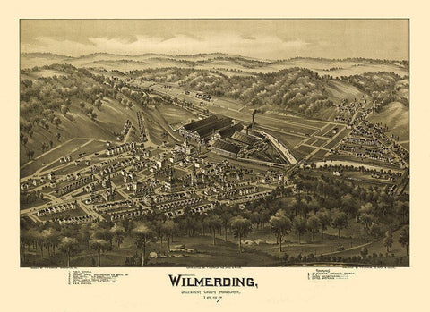 Wilmerding Pennsylvania - Moyer 1897 Black Ornate Wood Framed Art Print with Double Matting by Fowler