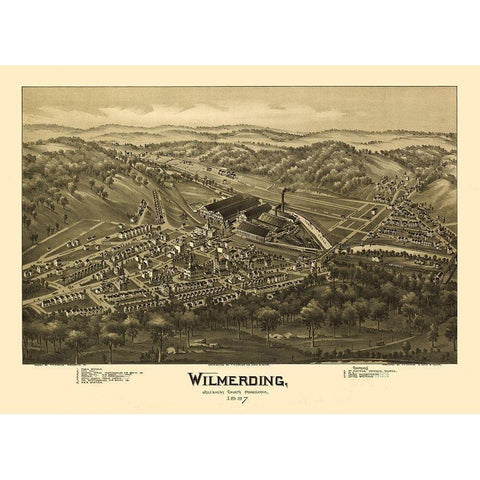 Wilmerding Pennsylvania - Moyer 1897 Black Modern Wood Framed Art Print with Double Matting by Fowler