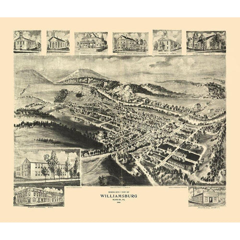 Williamsburg Pennsylvania - Fowler 1906 Black Modern Wood Framed Art Print with Double Matting by Fowler