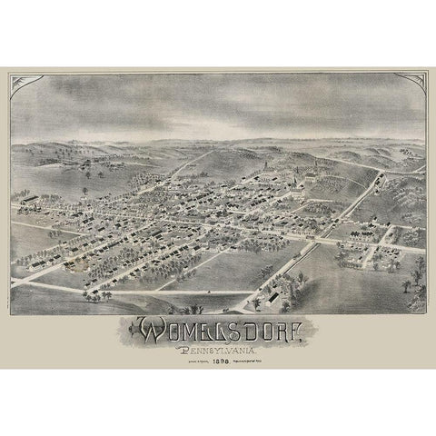 Womelsdorf Pennsylvania - Moyer 1898 Black Modern Wood Framed Art Print with Double Matting by Moyer