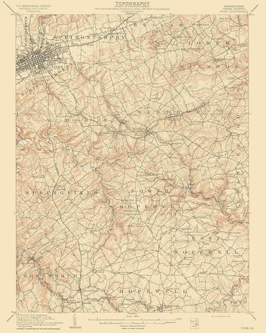 York Pennsylvania Quad - USGS 1910 White Modern Wood Framed Art Print with Double Matting by USGS