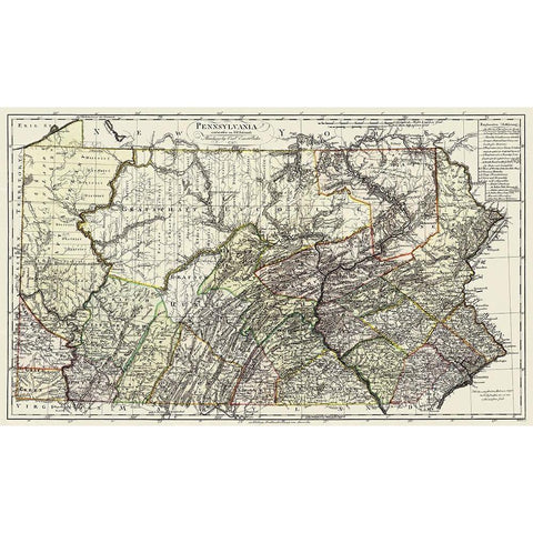 Pennsylvania - Bohn 1797 Black Modern Wood Framed Art Print with Double Matting by Bohn