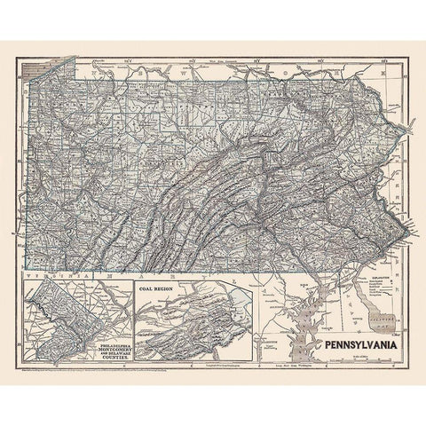 Pennsylvania - Morse 1845 Black Modern Wood Framed Art Print with Double Matting by Morse