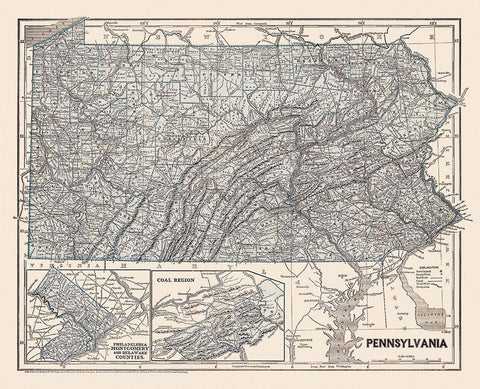 Pennsylvania - Morse 1845 Black Ornate Wood Framed Art Print with Double Matting by Morse