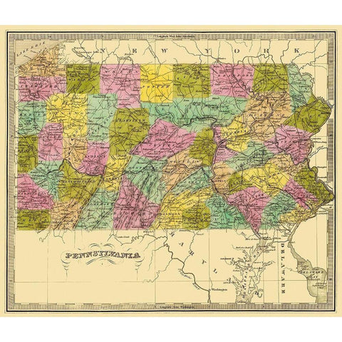 Pennsylvania - Greenleaf 1840 White Modern Wood Framed Art Print by Greenleaf
