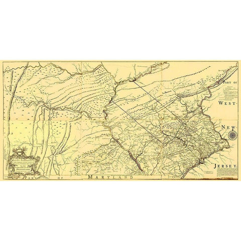 Pennsylvania Province - Jefferys 1759 Black Modern Wood Framed Art Print with Double Matting by Jefferys