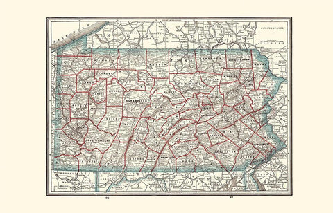 Pennsylvania - Rathbun 1893 Black Ornate Wood Framed Art Print with Double Matting by Rathbun