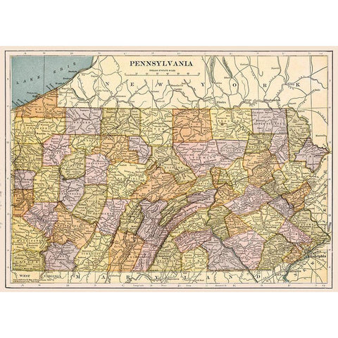 Pennsylvania - Hammond 1903 Gold Ornate Wood Framed Art Print with Double Matting by Hammond