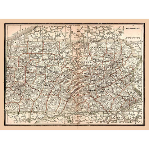 Pennsylvania -1894 White Modern Wood Framed Art Print by Unknown