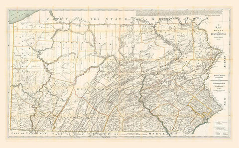 Pennsylvania - Howell 1792 Black Ornate Wood Framed Art Print with Double Matting by Howell