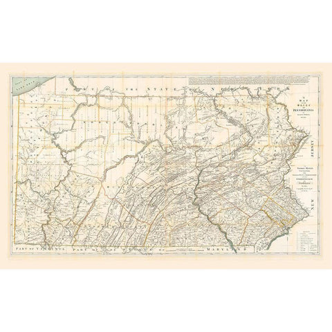 Pennsylvania - Howell 1792 Black Modern Wood Framed Art Print with Double Matting by Howell
