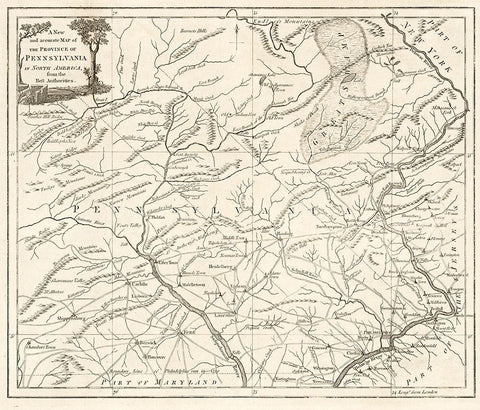 Pennsylvania -1780 White Modern Wood Framed Art Print with Double Matting by Unknown