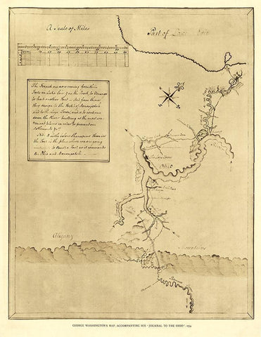 Pennsylvania - Washington 1754 Black Ornate Wood Framed Art Print with Double Matting by Washington