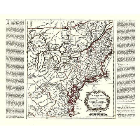 British Colonies North America Ohio River White Modern Wood Framed Art Print by Overton