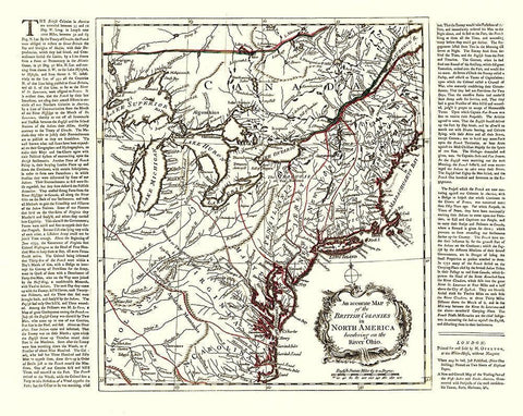 British Colonies North America Ohio River Black Ornate Wood Framed Art Print with Double Matting by Overton