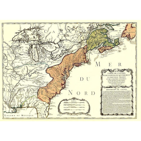 Canada Louisiana New France with English White Modern Wood Framed Art Print by Nolin