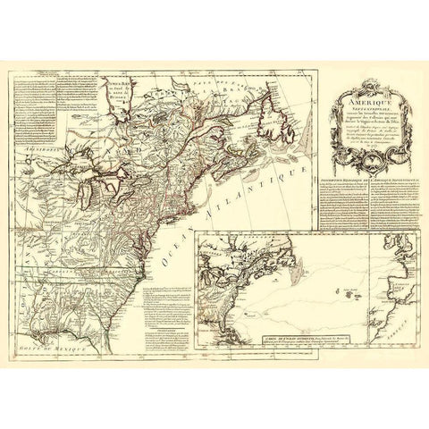 North America New Discoveries - Gefferys 1757 Black Modern Wood Framed Art Print with Double Matting by Gefferys
