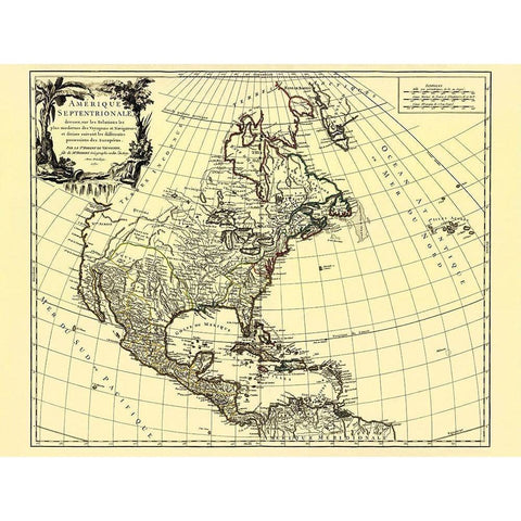 European Possessions North America - Vaugondy 1750 White Modern Wood Framed Art Print by Vaugondy