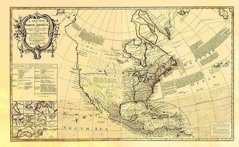 North America with West India Islands Black Ornate Wood Framed Art Print with Double Matting by D''Anville