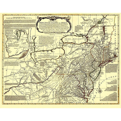 Middle British Colonies in America - Evans 1771 Black Modern Wood Framed Art Print with Double Matting by Evans