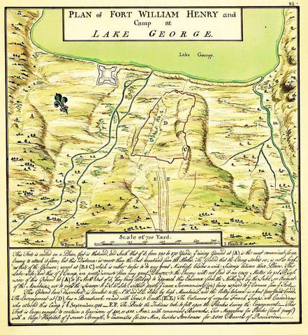 Plan of Fort William Henry at Lake George 1750 Black Ornate Wood Framed Art Print with Double Matting by Unknown