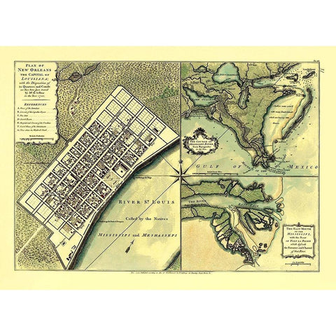 New Orleans Louisiana - Jefferys 1720 White Modern Wood Framed Art Print by Jefferys