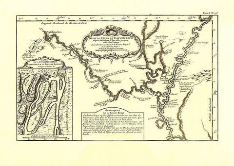 St Louis River Course - Bellin 1764 Black Ornate Wood Framed Art Print with Double Matting by Bellin