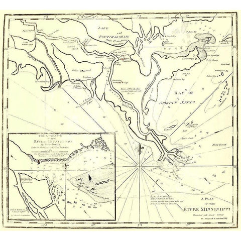 River Mississippi - Carleton 1770 Gold Ornate Wood Framed Art Print with Double Matting by Carleton
