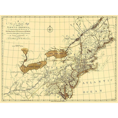 North America with New England - Gibson 1771 White Modern Wood Framed Art Print by Gibson