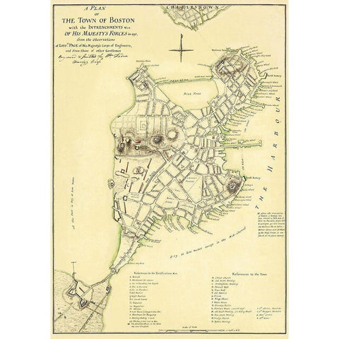 Boston Intrenchments His Majestys Forces White Modern Wood Framed Art Print by Page