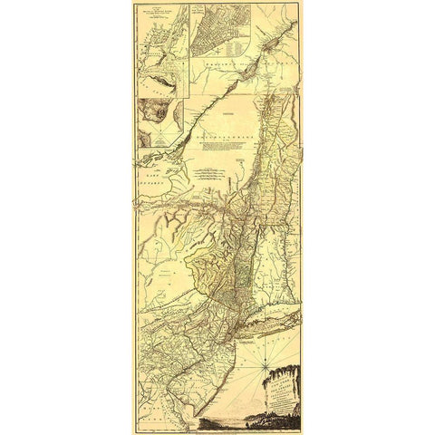 Provinces of New York New Jersey - Pownall 1776 White Modern Wood Framed Art Print by Pownall