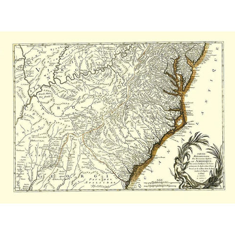 Southern Part of English Possessions - Michel 1778 Black Modern Wood Framed Art Print by Michel